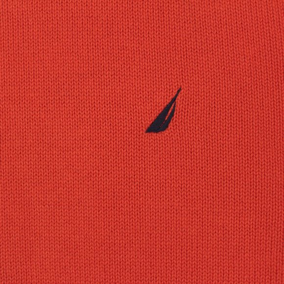 Nautica Sweater Men's XL Red Orange Long Sleeve Solid Pullover - Picture 2 of 10